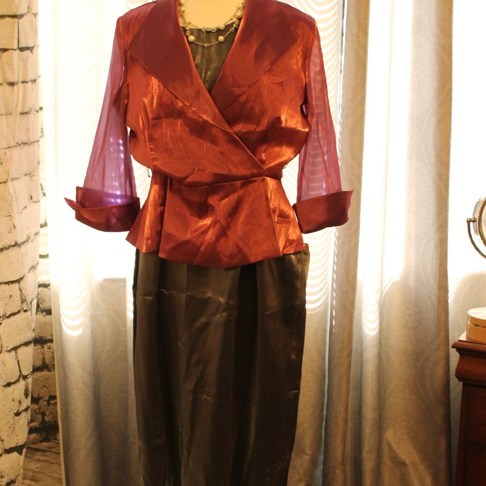 Gorgeous 2-piece 'set' Maxi dress from R&M Richards silver sz 20W and pink sz XL